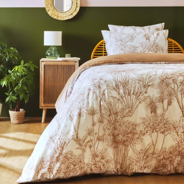 Funda de edredón de algodón (140 x 200 cm) Lara Marrón