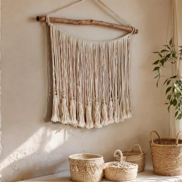 Décoration murale macramé (H40 cm) Pampille Beige