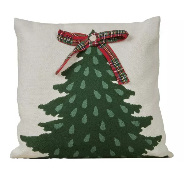 Quadratisches Weihnachtskissen Baumwolle (45 x 45 cm) Tannenbaum Tartan Rot