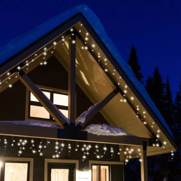 Lichtgevende stalactiet 20 m 490 LED zwart snoer Stars Warm wit