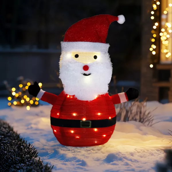 Père Noël lumineux à piles (H68 cm) Pliable Rouge