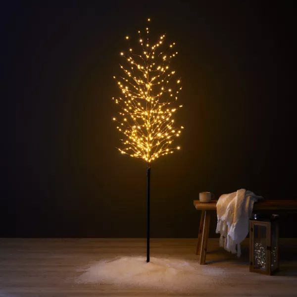Arbre lumineux 360 LED (H180 cm) Bouleau d'hiver Blanc chaud doré