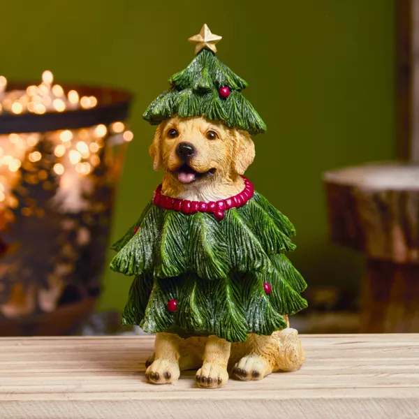 Chien décoratif (H24 cm) Labrador en sapin Vert