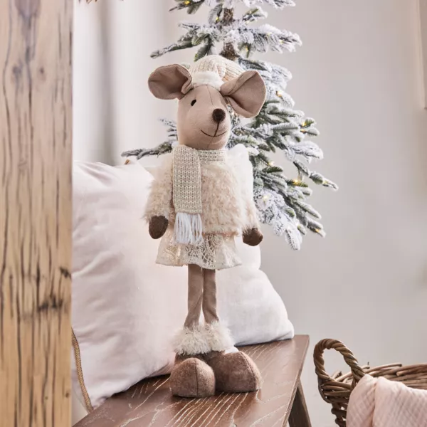 Stehende Maus (H60 cm) Mazette Sanftheit Beige