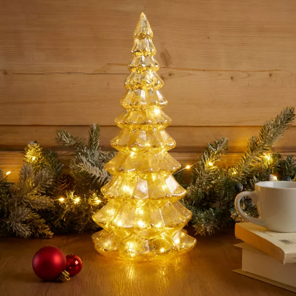 Albero di Natale luminoso con pile 20 LED (H32 cm) Eternel Oro