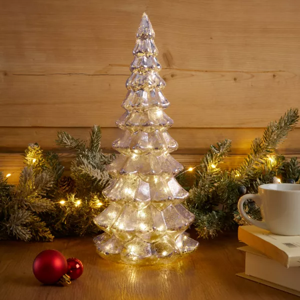 Sapin de Noël lumineux à piles 20 LED (H32 cm) Eternel Argent