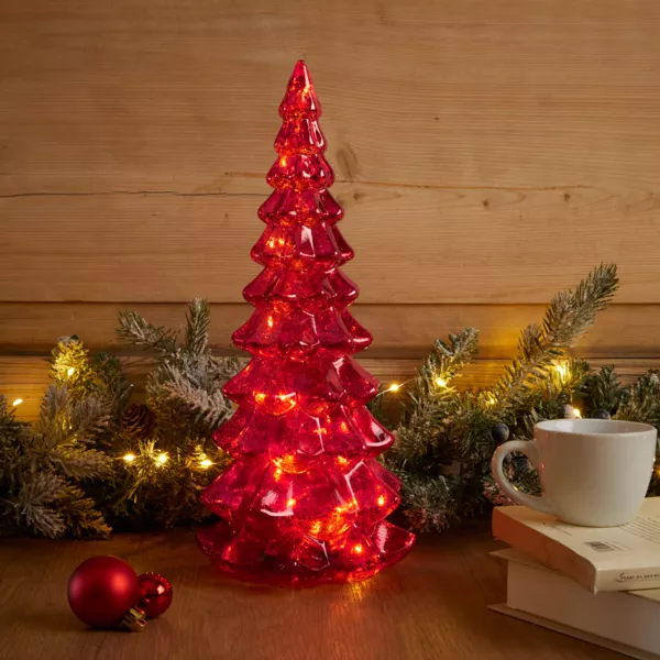 Sapin de Noël lumineux à piles 20 LED (H32 cm) Eternel Rouge