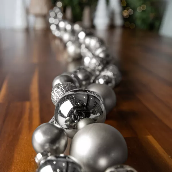 Guirlande de Noël (180 cm) Boules de Noël Argent