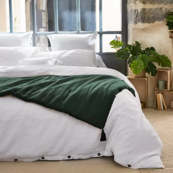 Édredon gaze de coton (150 x 150 cm) Gaïa Vert sapin