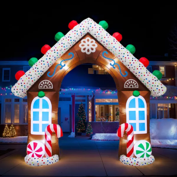 Maison pain d'épice gonflable et lumineuse (H270 cm) Le Chalet des Douceurs Multicolore