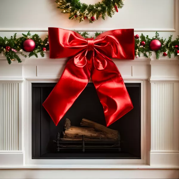 Nœud de Noël Géant (H80 cm) Shiny Rouge