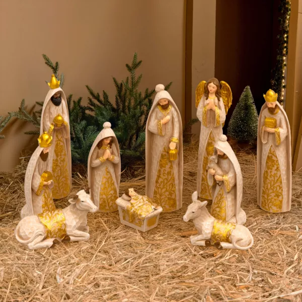 Lot de 10 santons (Hauteur 20 cm) D'Adonis