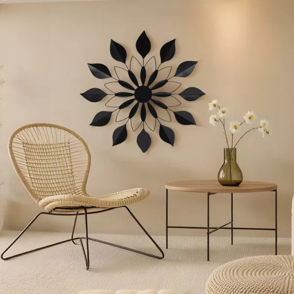 Decoraci�n de pared en metal (D71 cm) Flor Negra