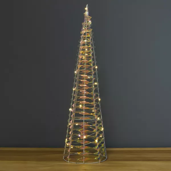 Cône lumineux à piles 30 LED (H60 cm) Ice irisé Blanc chaud