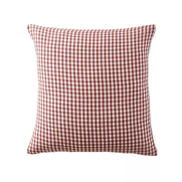 Funda de almohada cuadrada de algodón gauze (80 x 80 cm) Gaïa Vichy Terracota