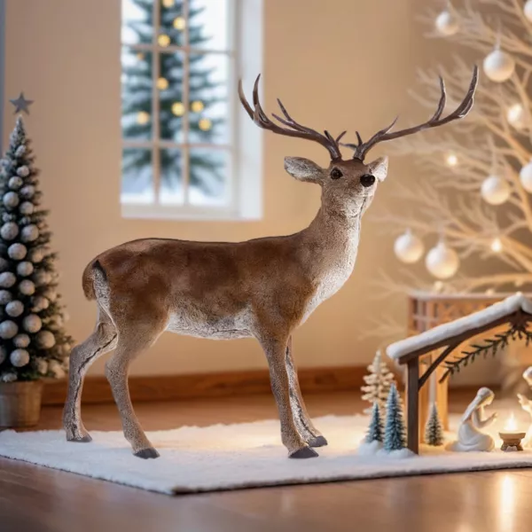 Renne de Noël fait main (H92 cm) Hazel Fourrure Naturel