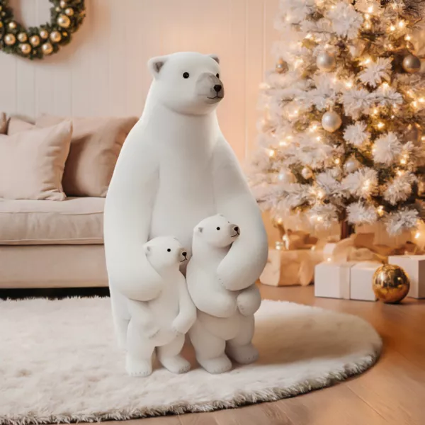Ours polaire en famille (H95 cm) Blanc