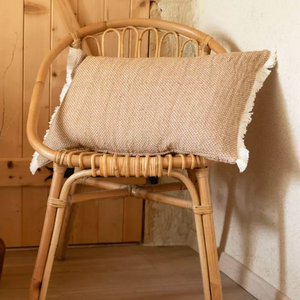 Coussin rectangulaire coton texturé (50 x 80 cm) Jamy Marron