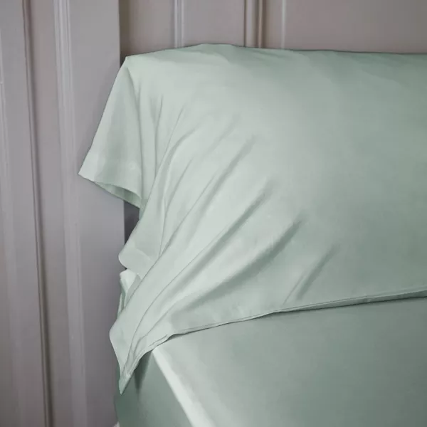 Taie de traversin satin de bambou (L185 cm) Salomé Vert eucalyptus