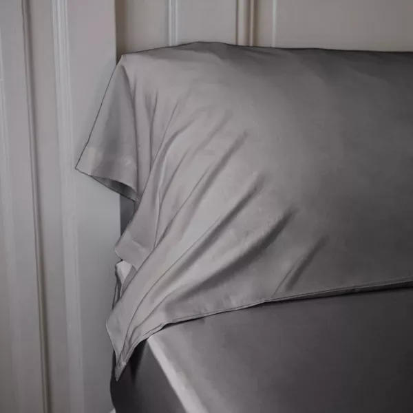 Taie de traversin satin de bambou (L185 cm) Salomé Gris granit