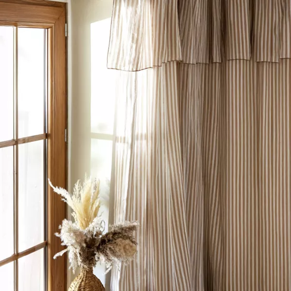 Rideau ajustable gaze de coton (140 x 180 cm) Gaïa rayures Ficelle