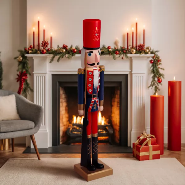 Soldado Cascanueces de madera (altura: 106 cm) Billy Azul Rey 