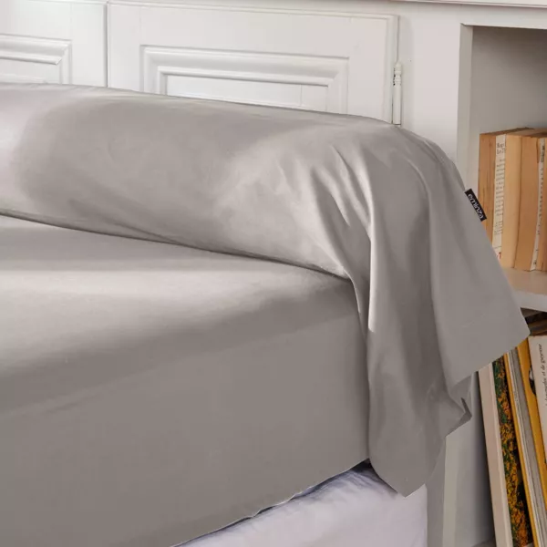 Taie de traversin percale de coton (L185 cm) Cali Gris clair