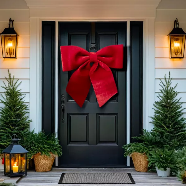 Nœud de Noël XXL velours (H70 cm) Castle Rouge