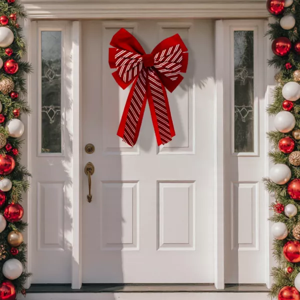 Noeud ruban Rayé (H60 cm) Rouge