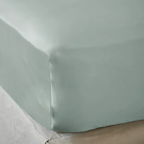 Drap housse satin de bambou (200 x 200 cm) Sienna Vert eucalyptus