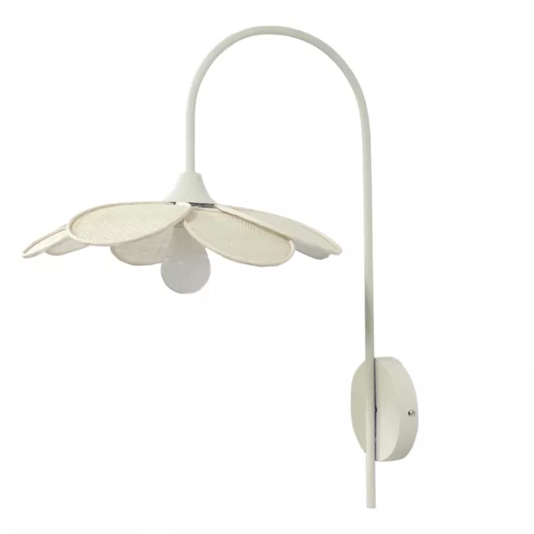 Vglampe i stof med blomsterblad (H62 cm) Alava Beige