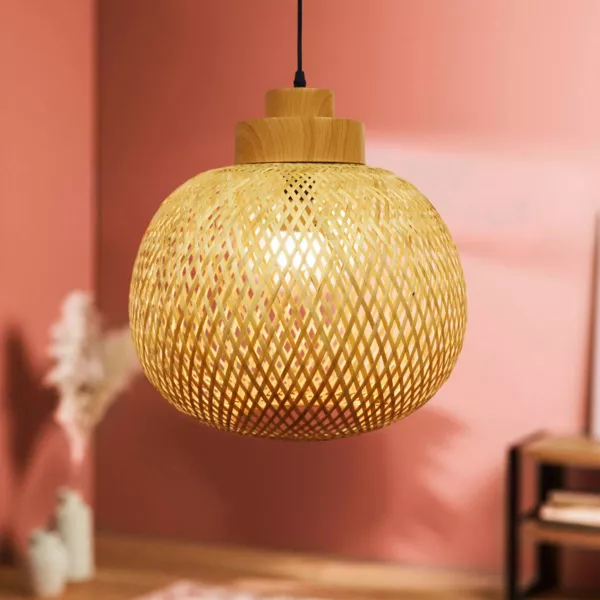 Ronde bamboe hanglamp (D40 cm) Kahala Natuurlijk