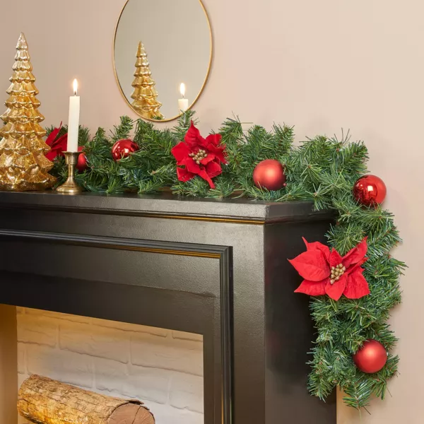 Juleguirlande (200 cm) Luksus Poinsettia Rd