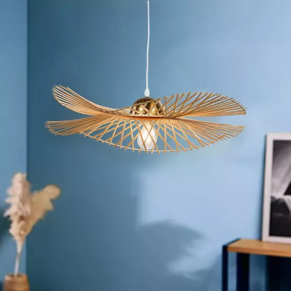 Lysende hngelampe i bambus (D55 cm) Mrida Natur