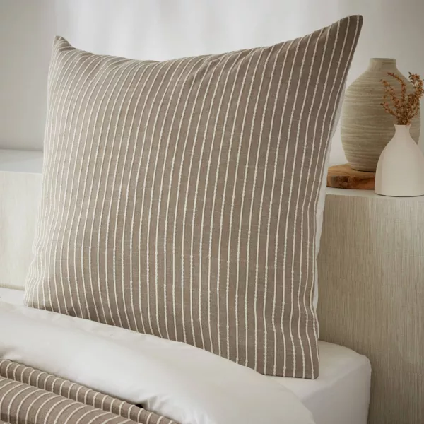 Taie d'oreiller carrée réversible coton texturé et percale (80 x 80 cm) Alice Ecru