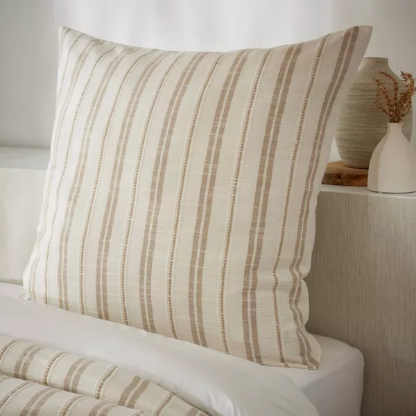 Taie d'oreiller carrée réversible coton texturé et percale (80 x 80 cm) Alice Ficelle