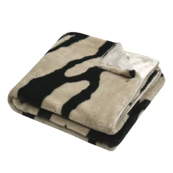 Plaid fausse fourrure zèbre (130 x 160 cm) Fauves Taupe