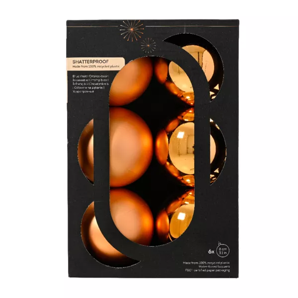 Lot de 6 boules de Nol (D80 mm) Aravis Cognac