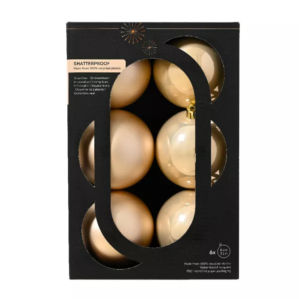 Lot de 6 boules de Nol (D80 mm) Aravis Perle