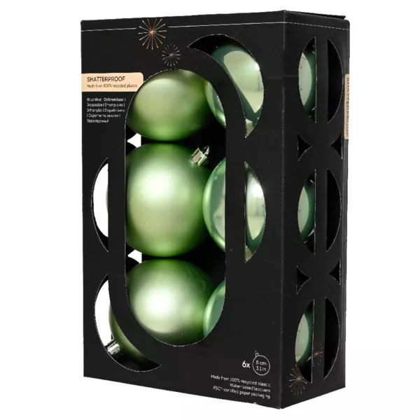 Lot de 6 boules de Nol (D80 mm) Aravis Vert th matcha