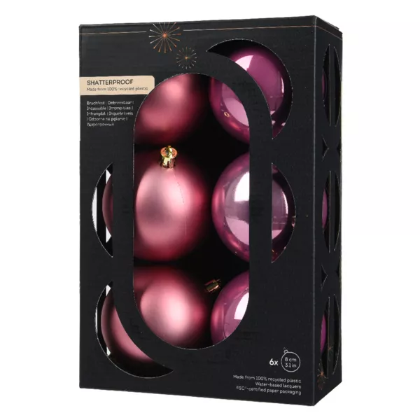Set van 6 kerstballen (D80 mm) Aravis Oudroze