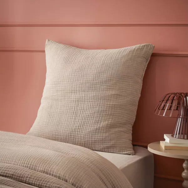 Taie d'oreiller quadruple gaze de coton (80 x 80 cm) Victoria x Gaïa Ficelle