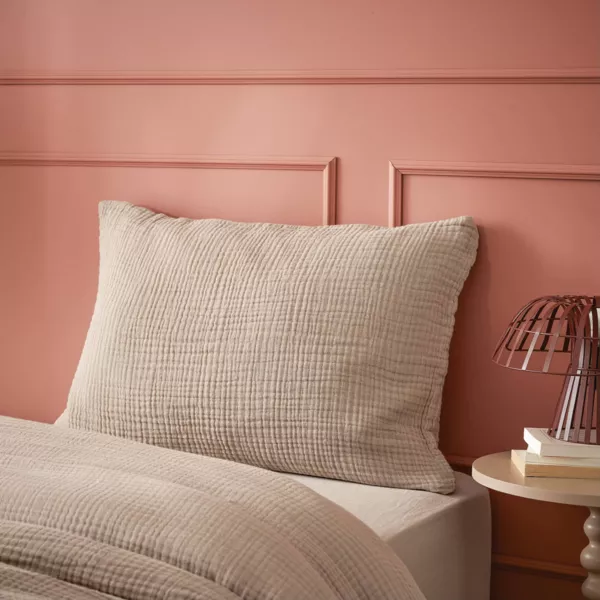 Taie d'oreiller quadruple gaze de coton (50 x 70 cm) Victoria x Gaïa Ficelle