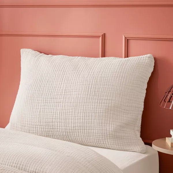 Taie d'oreiller quadruple gaze de coton (50 x 70 cm) Victoria x Gaïa Beige pampa