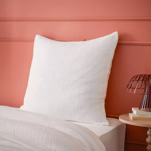 Taie d'oreiller quadruple gaze de coton (50 x 80 cm) Victoria x Gaïa Blanc chantilly