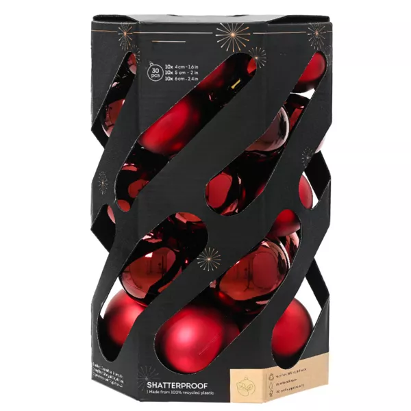Lot de 30 boules de Noël (D60 mm) Aravis Bordeaux