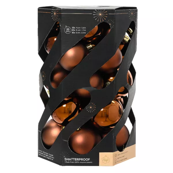 Lot de 30 boules de Noël (D60 mm) Aravis Brun café