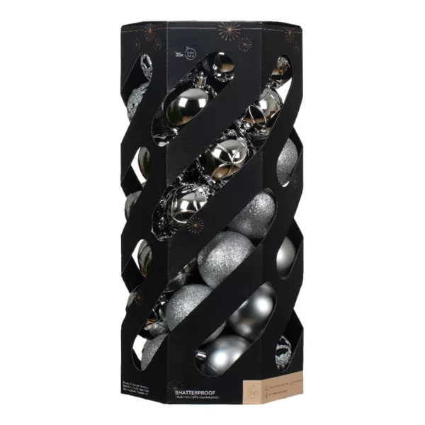 Lot de 35 boules de Noël (D60 mm) Aravis Argent