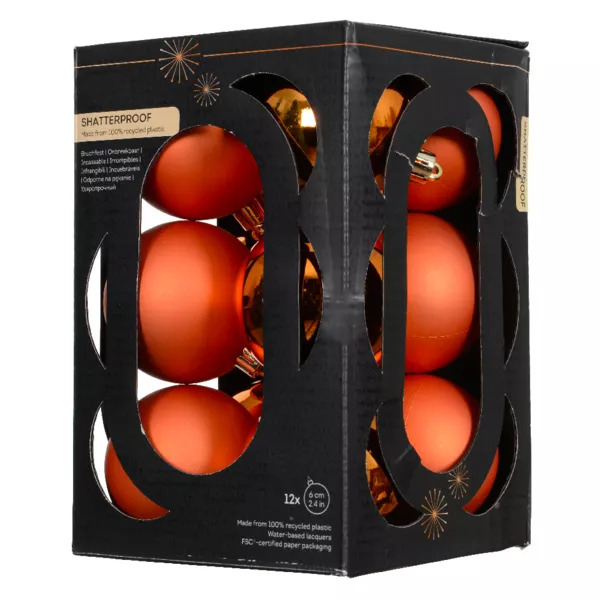 Set van 12 kerstballen (D60 mm) Aravis Oranje