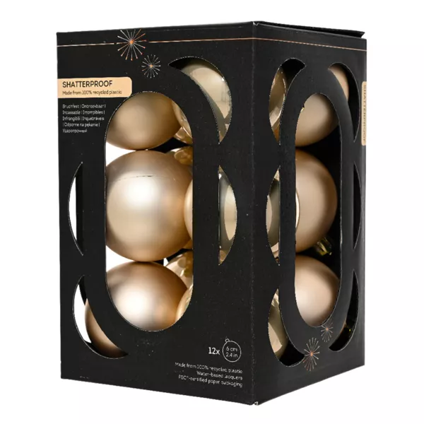 Lot de 12 boules de Nol (D60 mm) Aravis Perle